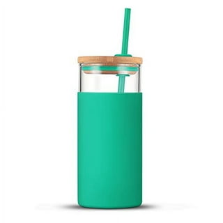 tronco 24 oz Glass Tumbler with Straw and Lid - Glass Cup with Lid and  Straw, Smoothie Cup, Iced Coffee Cup - Bamboo Lid and Protective Silicone