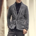 thumbnail image 2 of Virmaxy Winter Open Front Fleece Cardigan for Men Shawl Neck Fuzzy Fleece Jacket with Pocket Button Down Long Sleeve Solid Outwear Coat Trendy Casual Fall Winter Plush Cardigan Gray XL, 2 of 4