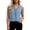 Blue, variant on Women's Sleeveless Open Front Cardigans Button Down Shirt Summer Ladies Ruffle V-Neck Casual Chambray Blouse