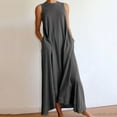 thumbnail image 1 of MesaSe Robe pour Femmes Robe Décontractée Unie Sans Manches Col Long Robe Robe Coton Noir L, 1 of 2