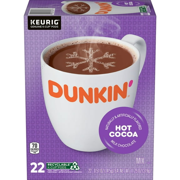 Dunkin' Hot Cocoa, Keurig K Cup Pods, 22 Count Box
