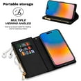 thumbnail image 4 of for iPhone 14 Pro Max Wallet Case with Strap, Premium PU Leather Flip Cover with Card Holder and Kickstand Bracelet Glitter Shockproof TPU Flip Cover Phone Cases for Girls Women, 4 of 16