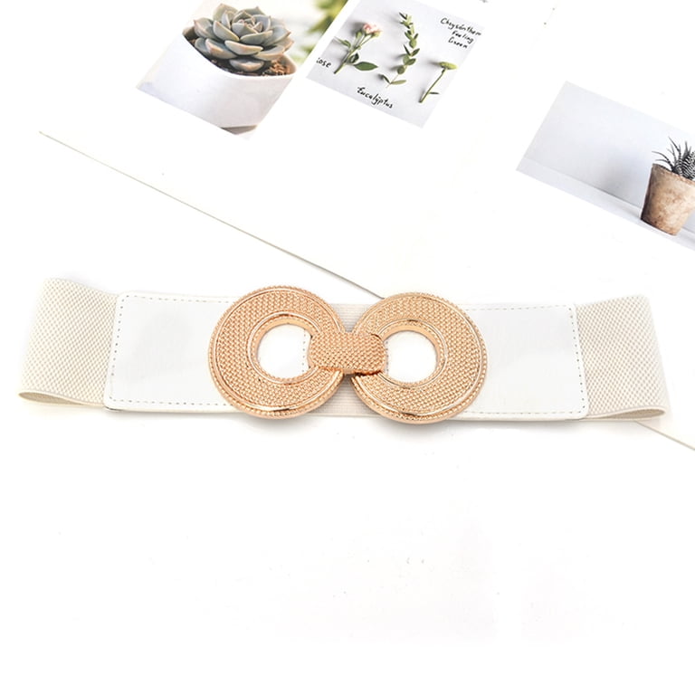 Women\'s Elastic Wide Belt Vintage Studded Stretchy Waist Belt Dress Pants White Women Silver Extra Long Wide Fabric Waistband Fashion Belt  main image 4