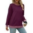 thumbnail image 4 of Busydd Sweatshirt for Women Trendy Solid Color Crewneck Sweatshirt Casual Pullover Long Sleeve Tops for Women Versatile Comfy Fall Sweatshirts for Women M, 4 of 5