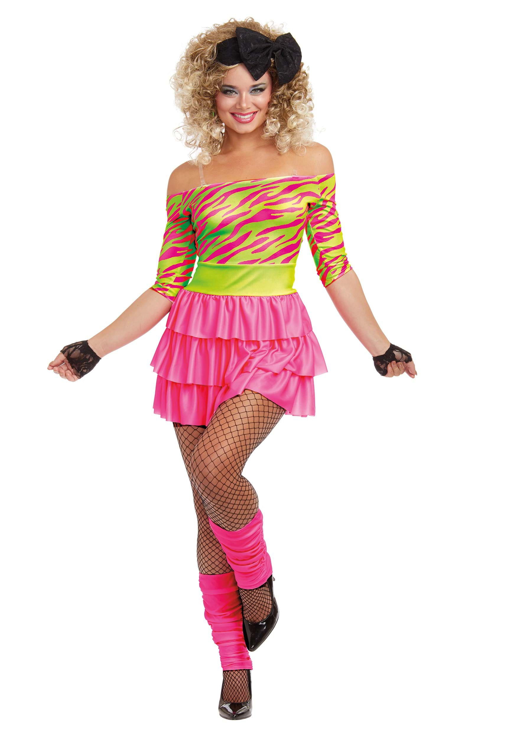Totalement 80 S Neon Orange Pour Femme Adulte Danse Rocker Halloween Costume 