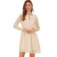 thumbnail image 2 of Dde San Patricio GargantilDe Mujer Con Cuello En V Vintage Acampanado Dorado Metálico Brillante EstrelVestido Acampanado Beige S, 2 of 6