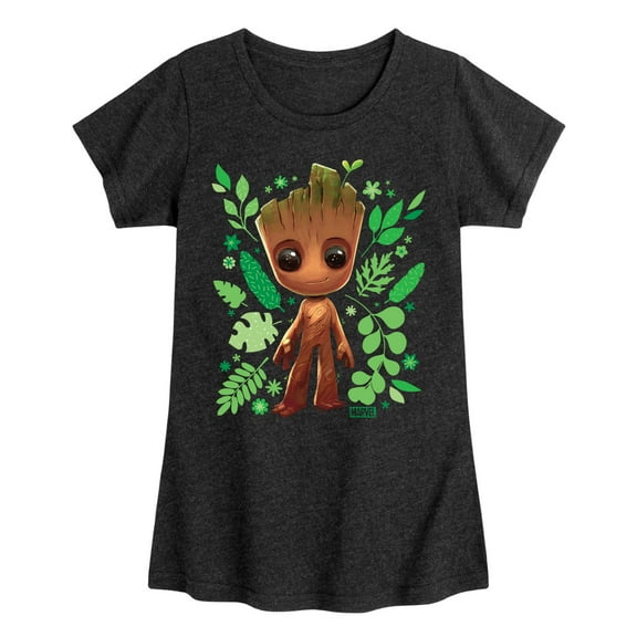 Marvel Guardians of the Galaxy - Baby Groot Leaf - Toddler And Youth Girls Fitted Short Sleeve Graphic T-Shirt