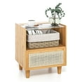 thumbnail image 1 of Gymax Bamboo Rattan Nightstand Boho Bedside End Table w/ Drawer & Wood Legs Natural, 1 of 9