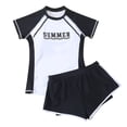thumbnail image 6 of FINALGANG Girls 2 Piece Rash Guard Set Short Sleeve Crewneck Slim Fit Swim Top With Stretchy Shorts For Summer Beach Pool Water Sports Classic Swimwear, 6 of 6