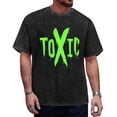 thumbnail image 6 of Vintage Black Distressed Cotton T-Shirt with Toxic Graphic Print Oversized Streetwear Tee for Men Women, 6 of 7