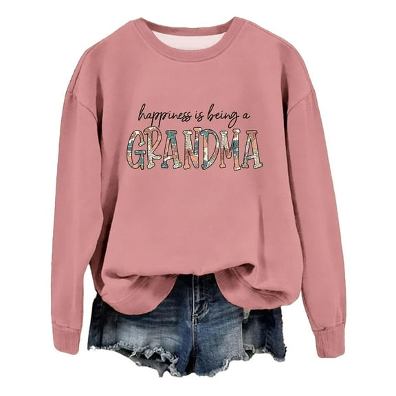 frariair Grandma Sweatshirt For Women Fall Crew Neck Sweatshirts No Hood Happiness Is Being A Grandma Thin Jacket Women Drawstring Sweatshirt