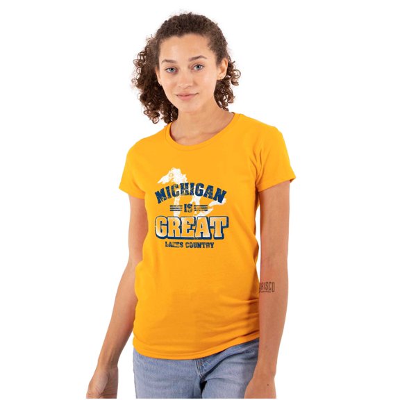 Michigan Is Great MI Lakes Pride Women's T Shirt Ladies Tee Brisco Brands S