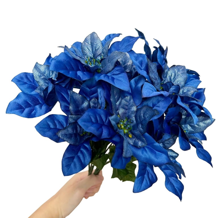 Artificial Poinsettia Bouquet 7 Heads,Poinsettia Flowers Artificial  Christmas Decorations, Blue Poinsettia Flowers for Christmas Tree,  Christmas Flowers Decoration Greenerys Potted Plants Ornaments - Walmart.com