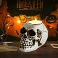 thumbnail image 5 of Halloween Skull Candle Holder Gothic Spooky Tealight Cup Human Skull Tealight Candle Holder Novelty Skull Bone Candlestick Halloween Home Bar Party Tabletop Decor, 5 of 6