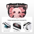 thumbnail image 5 of Fuzoiu Chibi Axolotl Sakura Fantasy Print Unisex Square Double Layer Waist Bag,Crossbody Fanny Pack Travel Workout Accessory, 5 of 9