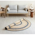 thumbnail image 2 of 5 Ft Round Navy Blue & Natural Jute Area Rug, Hand-Woven, Reversible, Farmhouse Boho Style, Durable & Pet-Friendly Rug for Living Room, Dining Room, and Bedroom, 2 of 4