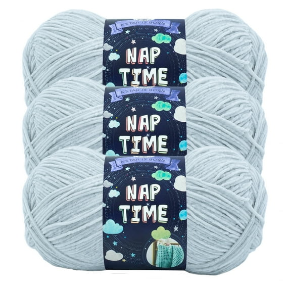 Lion Brand Yarn Naptime Pale Grey Medium Polyester Yarn 3 Pack