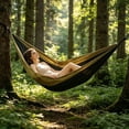 thumbnail image 6 of Outdoor Hammock, Portable Foldable Woven Swing Bed Single Double Size, Compact Packable Hammock for Camping Hiking Backyard Travel Black, 6 of 6
