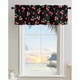 thumbnail image 3 of Watercolor Red Cherry on Black Curtain Valances for Kitchen Windows,Rod Pocket Short Valance Farm Seamless Fruit Art Small Window Treatment for Living Room Bathroom Bedroom,42"x12"-1 Panel, 3 of 9
