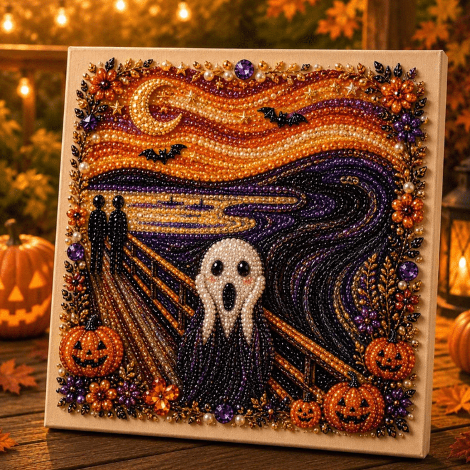 Halloween Pearl Art DIY Kit Spooky Cute 3D diamond art kits for adults beginner Mystical Black Cat Kit Family Bonding Craft Living Room Halloween Decor Unique Party Gifts I
