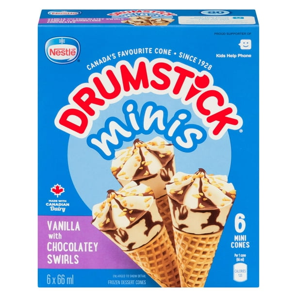 Cornets de dessert glacé DRUMSTICK(MD) de NESTLÉ(MD) Minis vanille et tourbillons chocolatés
