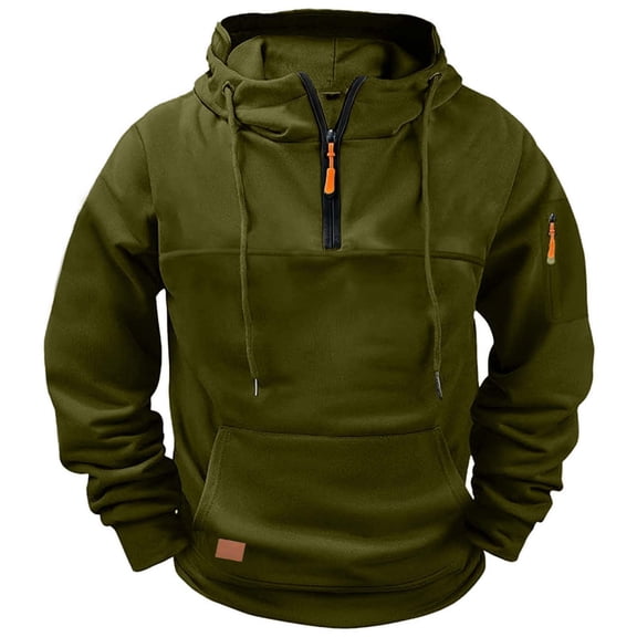 thefmos Men Plus Size Fleece Hoodie Zip Up Fall Winter Warm Casual Pullover Tops Sweatshirts Basic Outdoor Everyday Layered Clothes, Army Green L