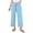 Light Blue, variant on CHGBMOK Linen Pants for Women High Waisted Wide Leg Capri Elastic Waist Casual Beach Flowy Cropped Summer Capris Pants
