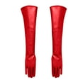 thumbnail image 2 of Gants Rouges Mitaines Gants Longs en Cuir pour Femmes 50 cm par-Dessus Simili Cuir PU Plats Mode Couvre-Bras, 2 of 4