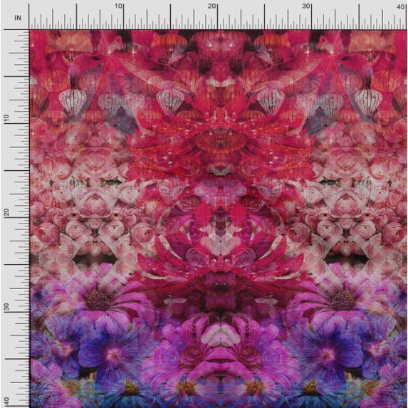 Soimoi Polyester Crepe Fabric Daisy & Wild Flower Panel Decor Fabric Printed Yard 42 Inch Wide