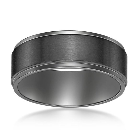 Black Zirconium 6MM Flat Edge Wedding Band Ring Jewelry for Men - Size 10