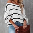 thumbnail image 1 of Camisa de rayas, blusa para mujer, jersey con mangas abullonadas, jersey con hombros descubiertos, experiencia incomparable, 1 of 6