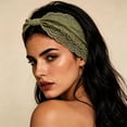 thumbnail image 4 of Womens Vintage Lace Headband - Wide Elastic Boho Turban with Bow Knot & Floral Hollow - Stretchy Non-Slip Scarf for Daily Wear Army Green, 4 of 4