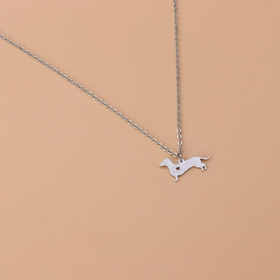 WHAMVOX Stainless Steel Sweater Chain Necklace with Dachshund Pendant for Women 0.98 Inches