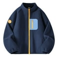 thumbnail image 6 of UAYOTSE Toddler Unisex Kids Fleece Jacket Lightweight Outerwear Boys Girls Long Sleeve Fall Zip Up(S83-Dark Blue,13-14 Years), 6 of 9