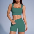 thumbnail image 4 of Hessimy Workout Sets for Women 2 Piece - Seamless Yoga Outfits Shorts and Padded Sports Bra Gym Athletic Clothing Set(Green,L), 4 of 6