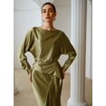 thumbnail image 3 of Olive Green Boat Neck Long Sleeve Mermaid Hem Maxi Dress, 3 of 7