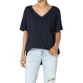 thumbnail image 1 of T-Shirt Décontracté en Coton à Col en V pour Femmes, Manches Courtes, Ample, 1 of 7
