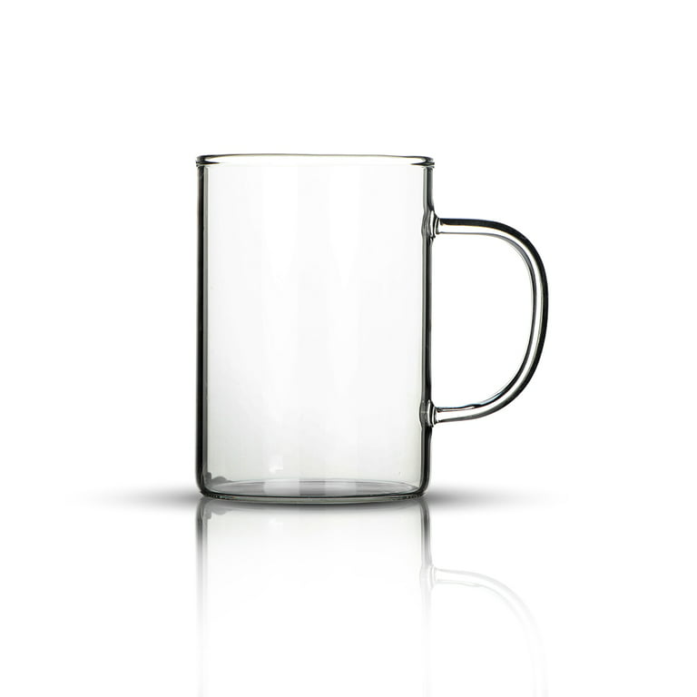 6-Pack 10 oz. Clear Glass Coffee Mugs with Thick Handles for Latte Milk  Coffee Tea Juice Drinks (300 ml ) 