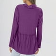 thumbnail image 7 of ATOYSOY Women's Long Sleeve Tees Fall Winter Loose Babydolls Tops Pleated Pullover Workout High Neck Sweatshirts Outwear Fashion Casual Cotton Dressy Shirts Purple M, 7 of 7
