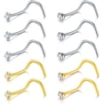 thumbnail image 1 of Anillos de tornillo de acero inoxidable para nariz, joyería para Piercing nasal, 10 Uds. Namotu LRWJ922, 1 of 4