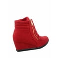 thumbnail image 5 of Peggy-53 Women's High Top Fashion Round Toe Lace Up Wedge Sneaker Shoes ( Red, 10 ), 5 of 5