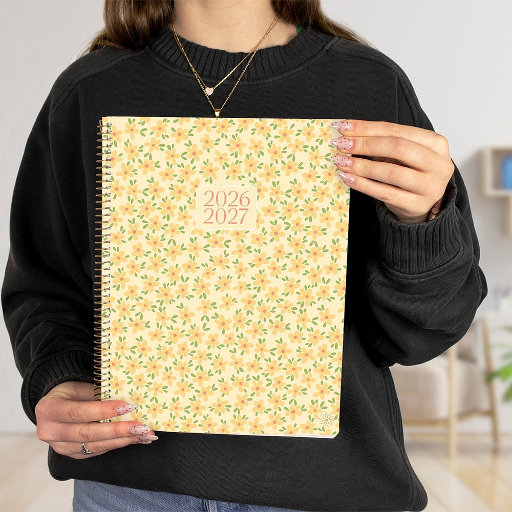 bloom daily planners 2026-2027 Academic Planner, 13 Month Monthly & Weekly, 8.5" x 11" Soft Cover, Stickers Included, Butter Yellow Daisies