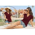thumbnail image 5 of TEMOFON Women Tops Summer T-Shirts Short Sleeve Casual V Neck Tops Dressy Ruffle Sleeve Tunic Tops Cute Loose Ladies Blouses, 5 of 7