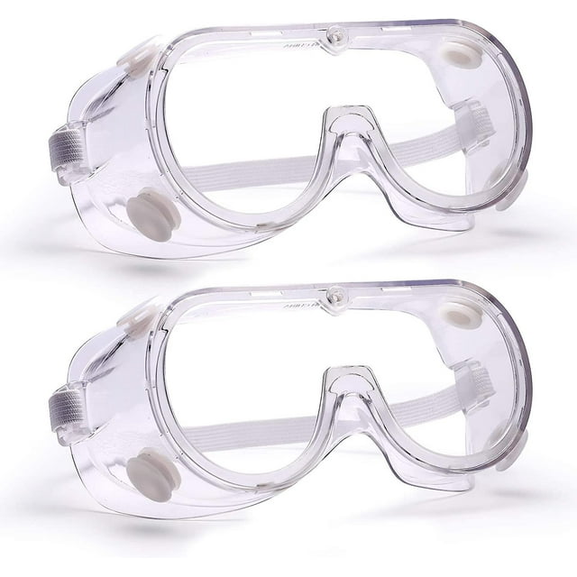 2 Pcs Safety Goggles Clear Anti Fog Lens Protective Eyewear Lab Safety Splash-proof Fit Over Glasses For Adult Work