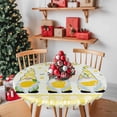 thumbnail image 2 of Round Tablecloth Welcome Farmhouse Fresh Lemon Gnomes Elastic Edge Fitted Spring Summer Yellow Check Plastic Table Cover,Waterproof Oil Proof for Dinner,Outdoor, Picnic, 55"- 60" DIA Tables, 2 of 9