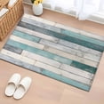 thumbnail image 2 of Turquoise Grey Wooden Large Area Rugs for Bedroom Living Room, Soft Non Slip Carpet Bedside Rug, Farmhouse Teal Wood Rectangular Floor Cover Kitchen Accent Rug 2'x3' for Dining Room/Office, 2 of 9