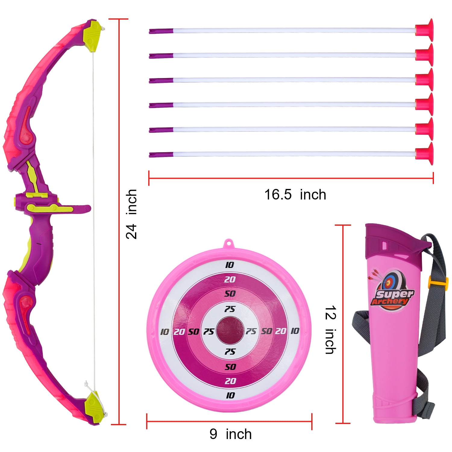 AZToys Light Up Bow and Arrow Archery Play Set for Kids | Outdoor Hunting Play with 6 Durable Arrows, Quiver and Target