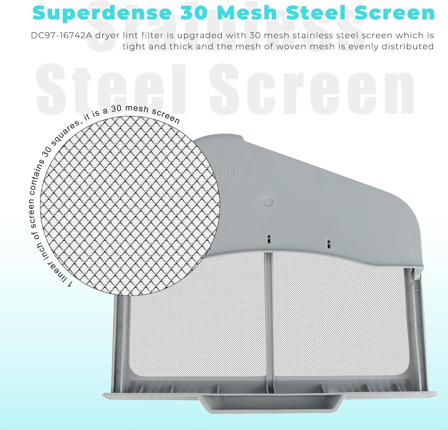 DC97-16742A Lint Trap fit for Samsung Dryer Lint Trap Replacement,Stainless Steel Lint Trap Screen Parts fit for SAMSUNG Dryer DV456ETHDSU/AA DV45H7000EW/A2 DVE50R5200W/A3 DVE50R5400V/A3
