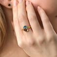 thumbnail image 3 of Gem Stone King 10K Yellow Gold Fashion Right-Hand Ring Heart Shape Persian Blue Moissanite and Rhodolite Garnet Red (1.55 Cttw, Size 5), 3 of 3