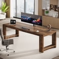 thumbnail image 6 of Tribesigns 86.6-inch Extra Long Desk, Wooden 2 Person Desk with Sturdy Legs, Large Double Computer Desk for Home Office, Dark Brown, 6 of 6